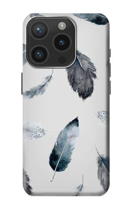 W3085 Feather Paint Pattern Hard Case and Leather Flip Case For iPhone 15 Pro