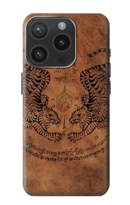 W3209 Sak Yant Twin Tiger Hard Case and Leather Flip Case For iPhone 15 Pro