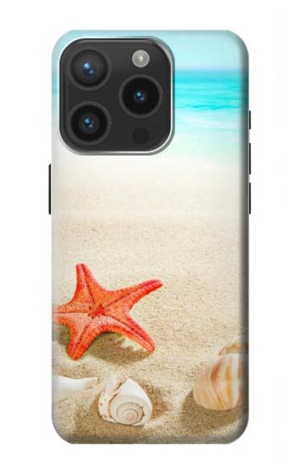 W3212 Sea Shells Starfish Beach Hard Case and Leather Flip Case For iPhone 15 Pro