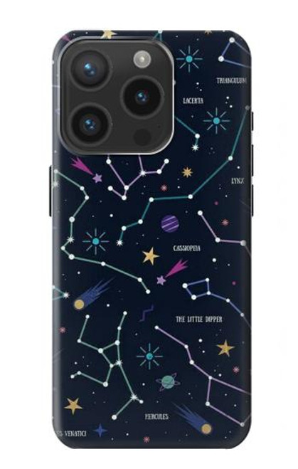 W3220 Star Map Zodiac Constellations Hard Case and Leather Flip Case For iPhone 15 Pro