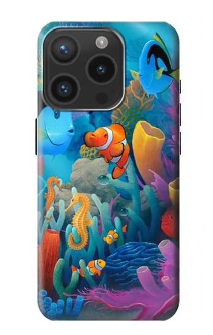 W3227 Underwater World Cartoon Hard Case and Leather Flip Case For iPhone 15 Pro