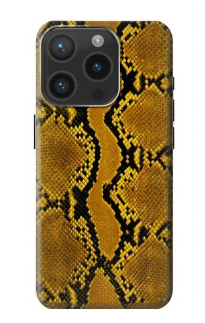 W3365 Yellow Python Skin Graphic Print Hard Case and Leather Flip Case For iPhone 15 Pro