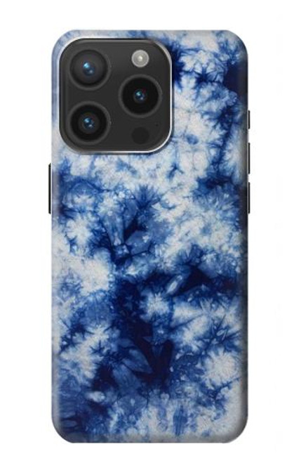 W3439 Fabric Indigo Tie Dye Hard Case and Leather Flip Case For iPhone 15 Pro