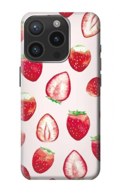 W3481 Strawberry Hard Case and Leather Flip Case For iPhone 15 Pro