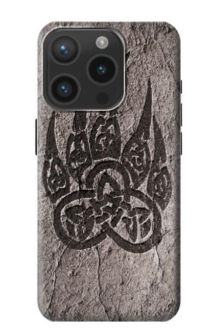 W3832 Viking Norse Bear Paw Berserkers Rock Hard Case and Leather Flip Case For iPhone 15 Pro