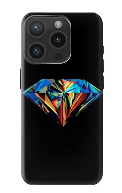 W3842 Abstract Colorful Diamond Hard Case and Leather Flip Case For iPhone 15 Pro