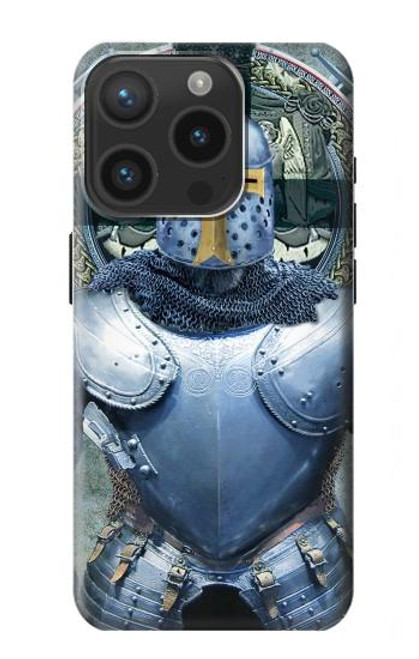 W3864 Medieval Templar Heavy Armor Knight Hard Case and Leather Flip Case For iPhone 15 Pro