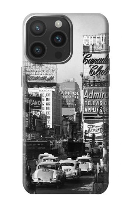 W0182 Old New York Vintage Hard Case and Leather Flip Case For iPhone 15 Pro Max