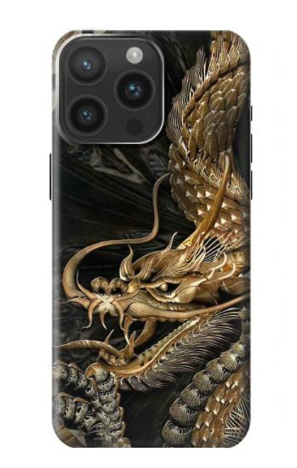 W0426 Gold Dragon Hard Case and Leather Flip Case For iPhone 15 Pro Max