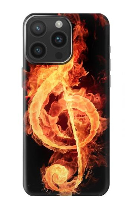 W0493 Music Note Burn Hard Case and Leather Flip Case For iPhone 15 Pro Max