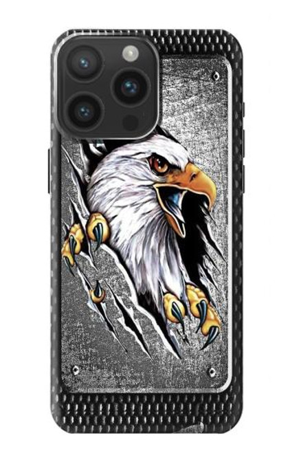 W0855 Eagle Metal Hard Case and Leather Flip Case For iPhone 15 Pro Max