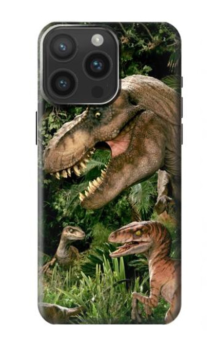 W1452 Trex Raptor Dinosaur Hard Case and Leather Flip Case For iPhone 15 Pro Max