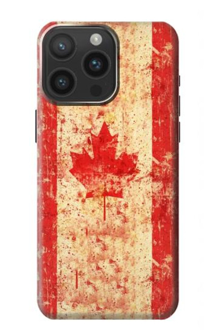 W1603 Canada Flag Old Vintage Hard Case and Leather Flip Case For iPhone 15 Pro Max