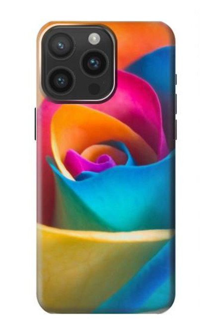 W1671 Rainbow Colorful Rose Hard Case and Leather Flip Case For iPhone 15 Pro Max