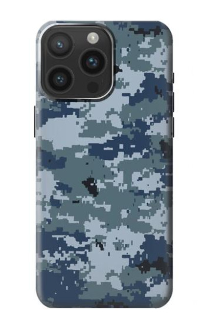 W2346 Navy Camo Camouflage Graphic Hard Case and Leather Flip Case For iPhone 15 Pro Max