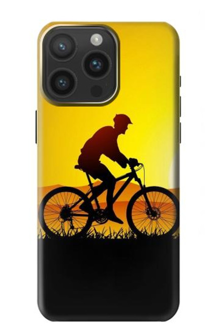 W2385 Bicycle Bike Sunset Hard Case and Leather Flip Case For iPhone 15 Pro Max