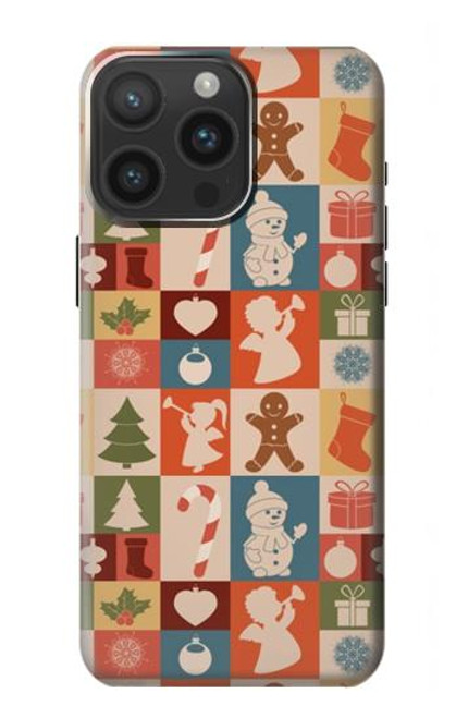 W2854 Cute Xmas Pattern Hard Case and Leather Flip Case For iPhone 15 Pro Max