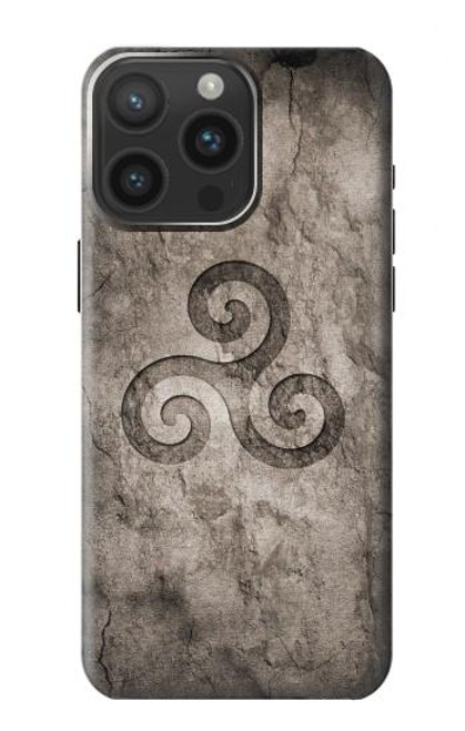 W2892 Triskele Symbol Stone Texture Hard Case and Leather Flip Case For iPhone 15 Pro Max