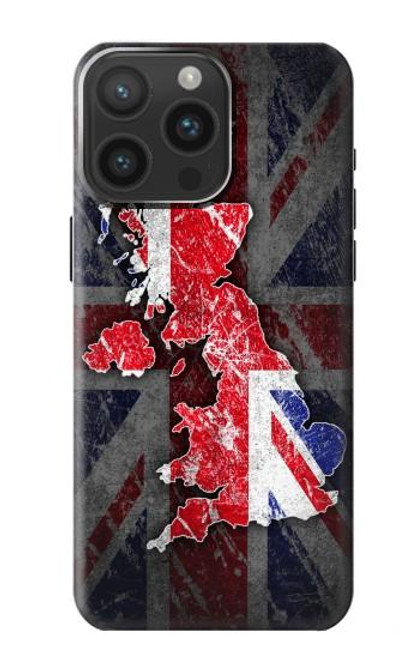 W2936 UK British Flag Map Hard Case and Leather Flip Case For iPhone 15 Pro Max