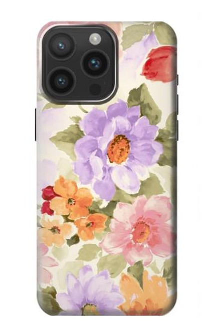 W3035 Sweet Flower Painting Hard Case and Leather Flip Case For iPhone 15 Pro Max
