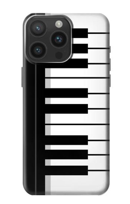 W3078 Black and White Piano Keyboard Hard Case and Leather Flip Case For iPhone 15 Pro Max