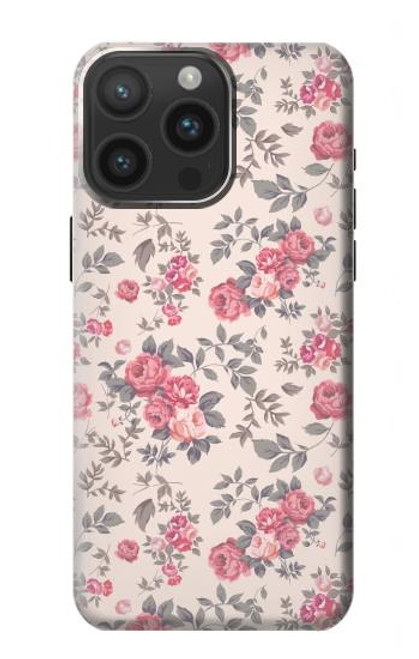 W3095 Vintage Rose Pattern Hard Case and Leather Flip Case For iPhone 15 Pro Max
