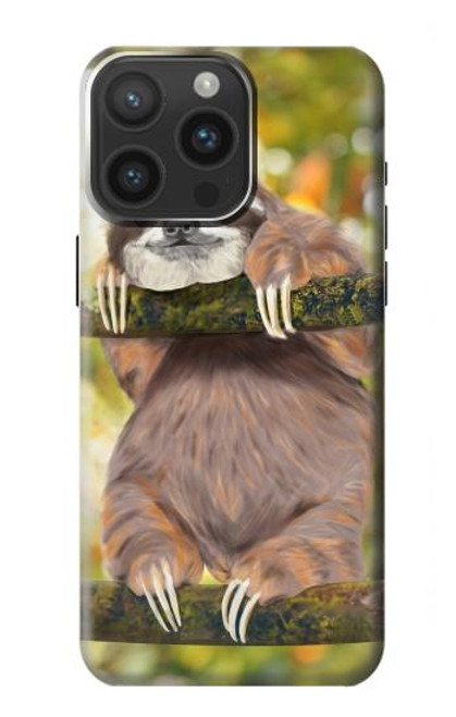 W3138 Cute Baby Sloth Paint Hard Case and Leather Flip Case For iPhone 15 Pro Max