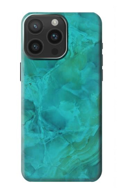 W3147 Aqua Marble Stone Hard Case and Leather Flip Case For iPhone 15 Pro Max