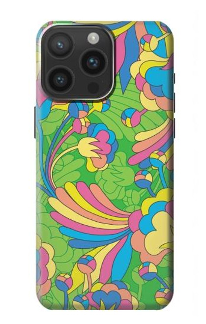 W3273 Flower Line Art Pattern Hard Case and Leather Flip Case For iPhone 15 Pro Max