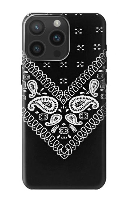 W3363 Bandana Black Pattern Hard Case and Leather Flip Case For iPhone 15 Pro Max