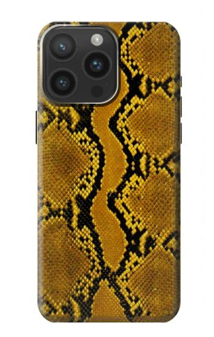 W3365 Yellow Python Skin Graphic Print Hard Case and Leather Flip Case For iPhone 15 Pro Max