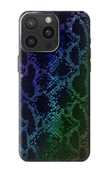 W3366 Rainbow Python Skin Graphic Print Hard Case and Leather Flip Case For iPhone 15 Pro Max