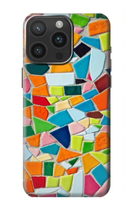 W3391 Abstract Art Mosaic Tiles Graphic Hard Case and Leather Flip Case For iPhone 15 Pro Max