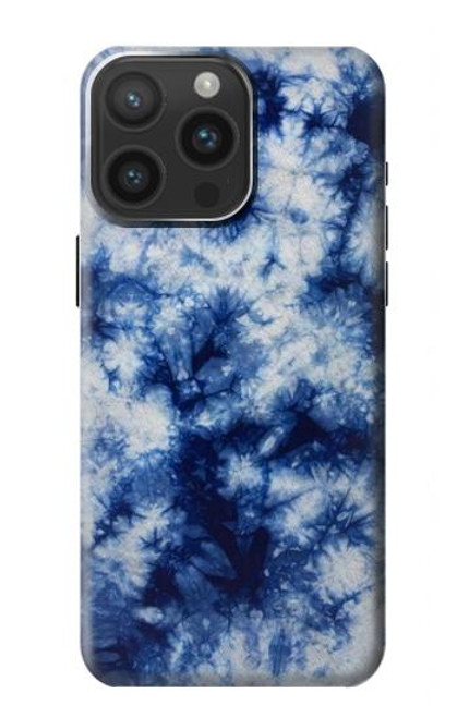 W3439 Fabric Indigo Tie Dye Hard Case and Leather Flip Case For iPhone 15 Pro Max