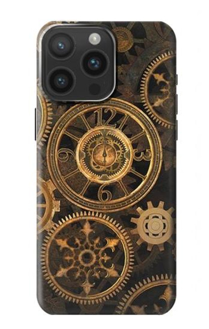 W3442 Clock Gear Hard Case and Leather Flip Case For iPhone 15 Pro Max