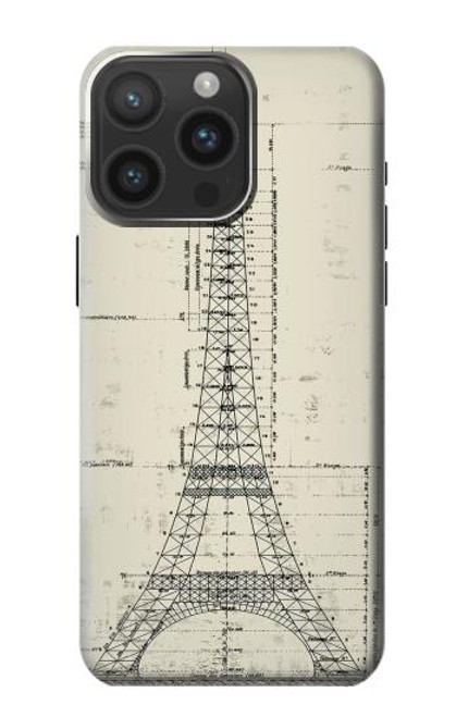 W3474 Eiffel Architectural Drawing Hard Case and Leather Flip Case For iPhone 15 Pro Max