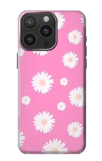W3500 Pink Floral Pattern Hard Case and Leather Flip Case For iPhone 15 Pro Max