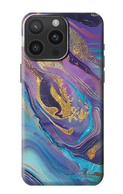 W3676 Colorful Abstract Marble Stone Hard Case and Leather Flip Case For iPhone 15 Pro Max