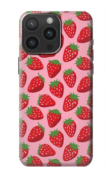 W3719 Strawberry Pattern Hard Case and Leather Flip Case For iPhone 15 Pro Max