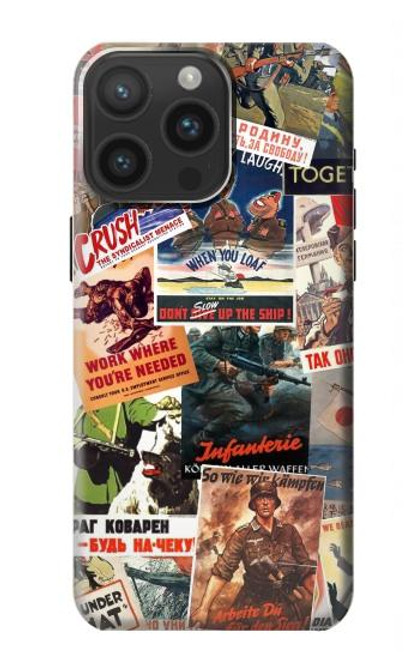 W3905 Vintage Army Poster Hard Case and Leather Flip Case For iPhone 15 Pro Max