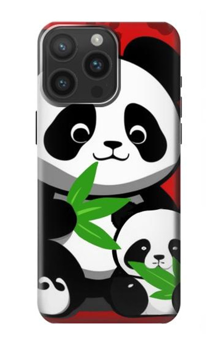 W3929 Cute Panda Eating Bamboo Hard Case and Leather Flip Case For iPhone 15 Pro Max