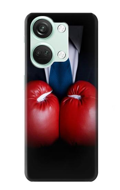 W2261 Businessman Black Suit With Boxing Gloves Hard Case and Leather Flip Case For OnePlus Nord 3
