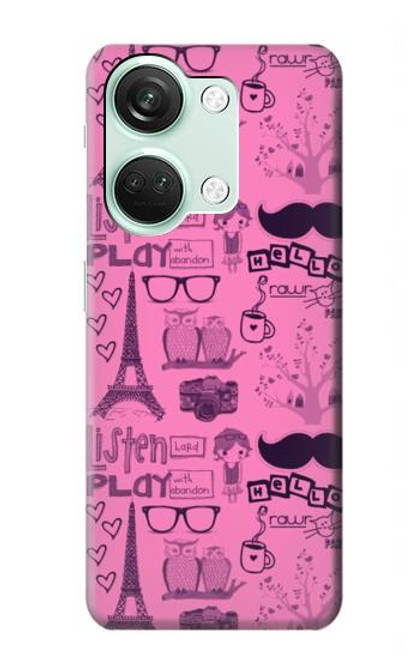 W2885 Paris Pink Hard Case and Leather Flip Case For OnePlus Nord 3