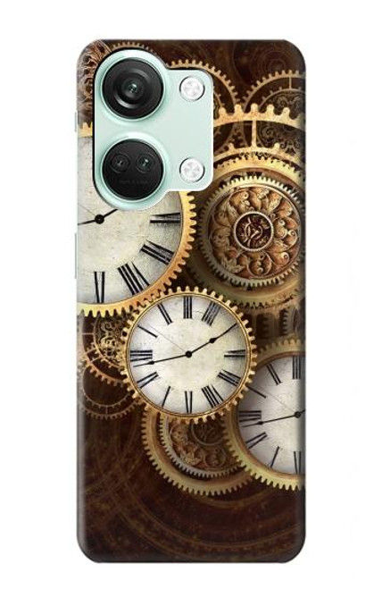 W3172 Gold Clock Live Hard Case and Leather Flip Case For OnePlus Nord 3