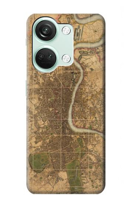 W3230 Vintage Map of London Hard Case and Leather Flip Case For OnePlus Nord 3