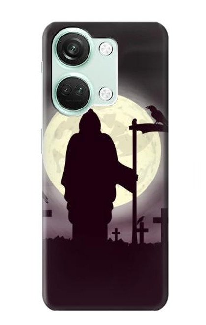 W3262 Grim Reaper Night Moon Cemetery Hard Case and Leather Flip Case For OnePlus Nord 3