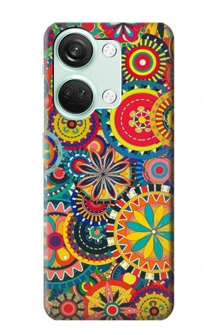 W3272 Colorful Pattern Hard Case and Leather Flip Case For OnePlus Nord 3