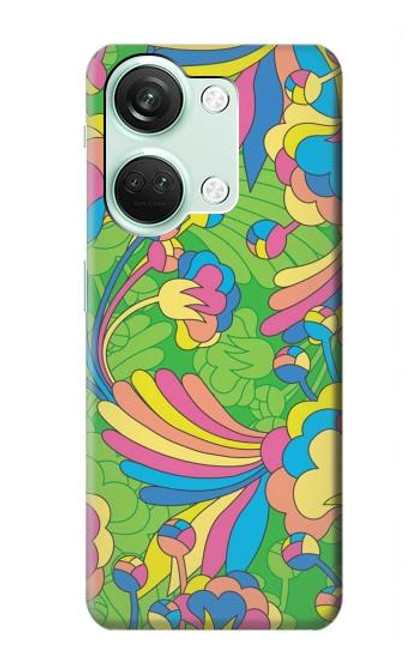 W3273 Flower Line Art Pattern Hard Case and Leather Flip Case For OnePlus Nord 3