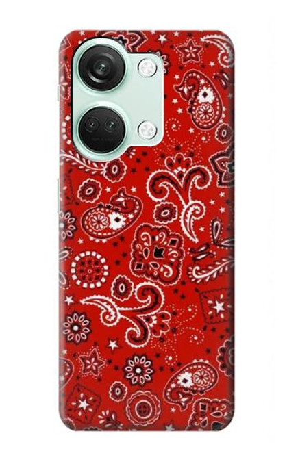 W3354 Red Classic Bandana Hard Case and Leather Flip Case For OnePlus Nord 3