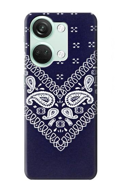 W3357 Navy Blue Bandana Pattern Hard Case and Leather Flip Case For OnePlus Nord 3